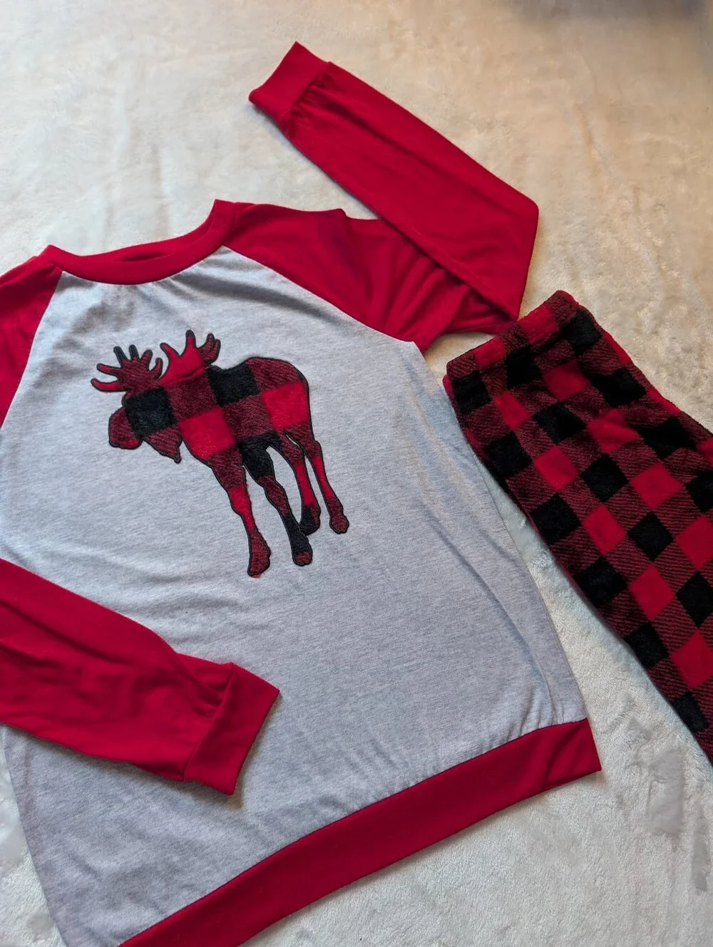 Jellifish Kids Buffalo Plaid Moose Christmas Pajama Set XL (14/16)